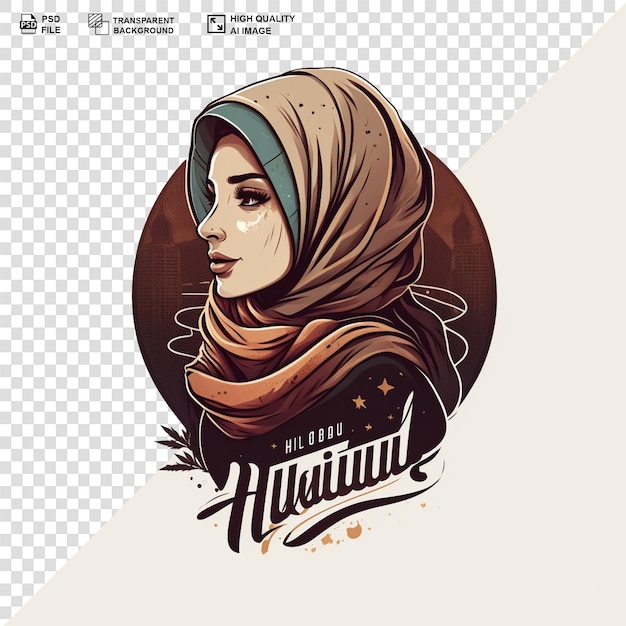 Una chica musulmana linda con hijab en una ilustración sobre un fondo transparente