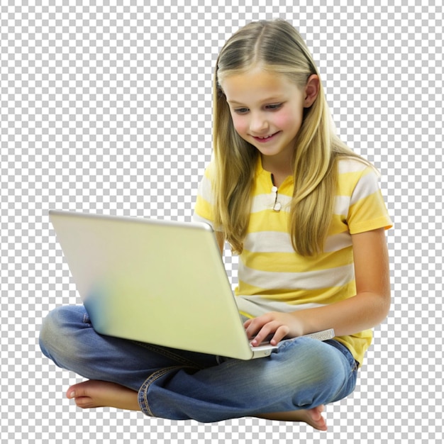 una chica navegando por Internet en una computadora portátil