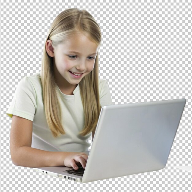 una chica navegando por Internet en una computadora portátil