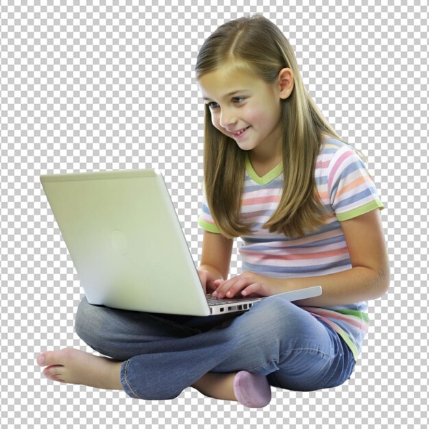 una chica navegando por Internet en una computadora portátil