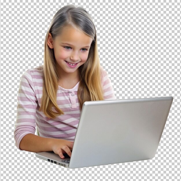 una chica navegando por Internet en una computadora portátil