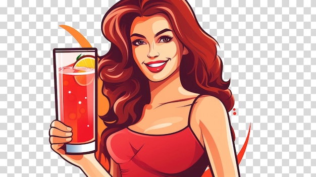 PSD chica en rojo aislado en la ilustración de vector de fondo transparente