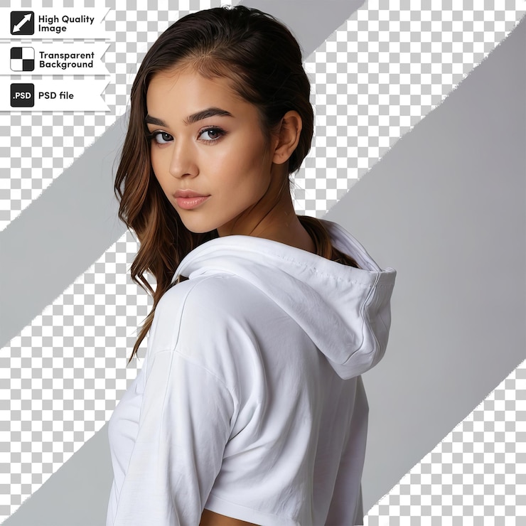 PSD una chica con una sudadera y una sudadera en ella