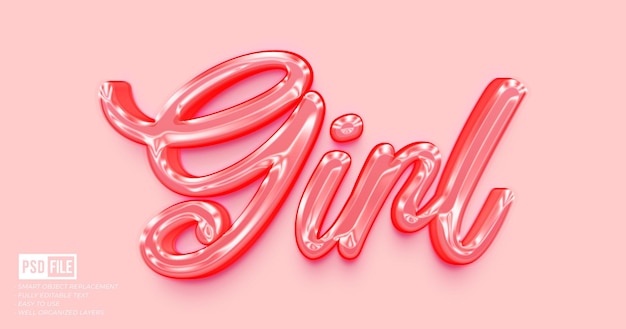 Chica texto 3d con efecto de fuente de estilo 3D editable