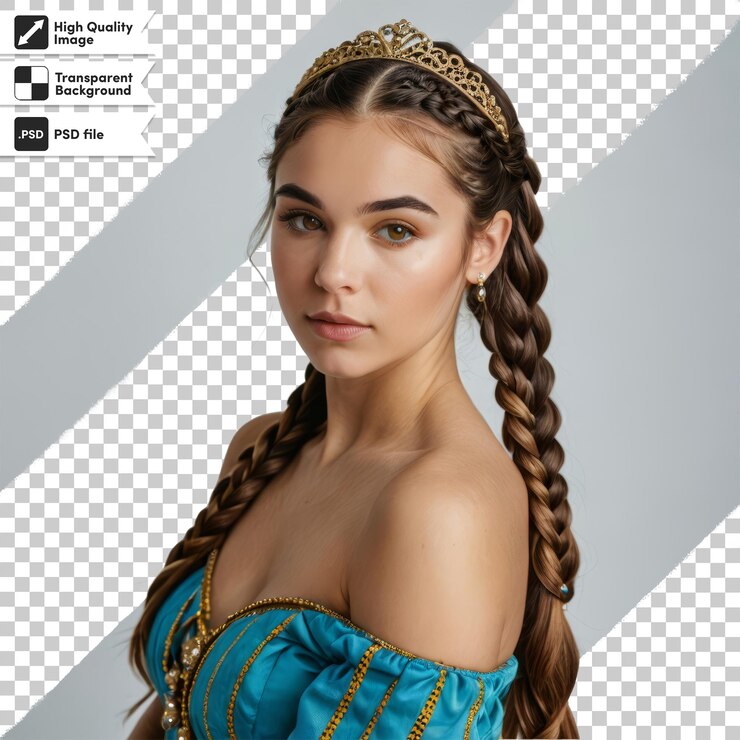 PSD una chica con una trenza en el cabello