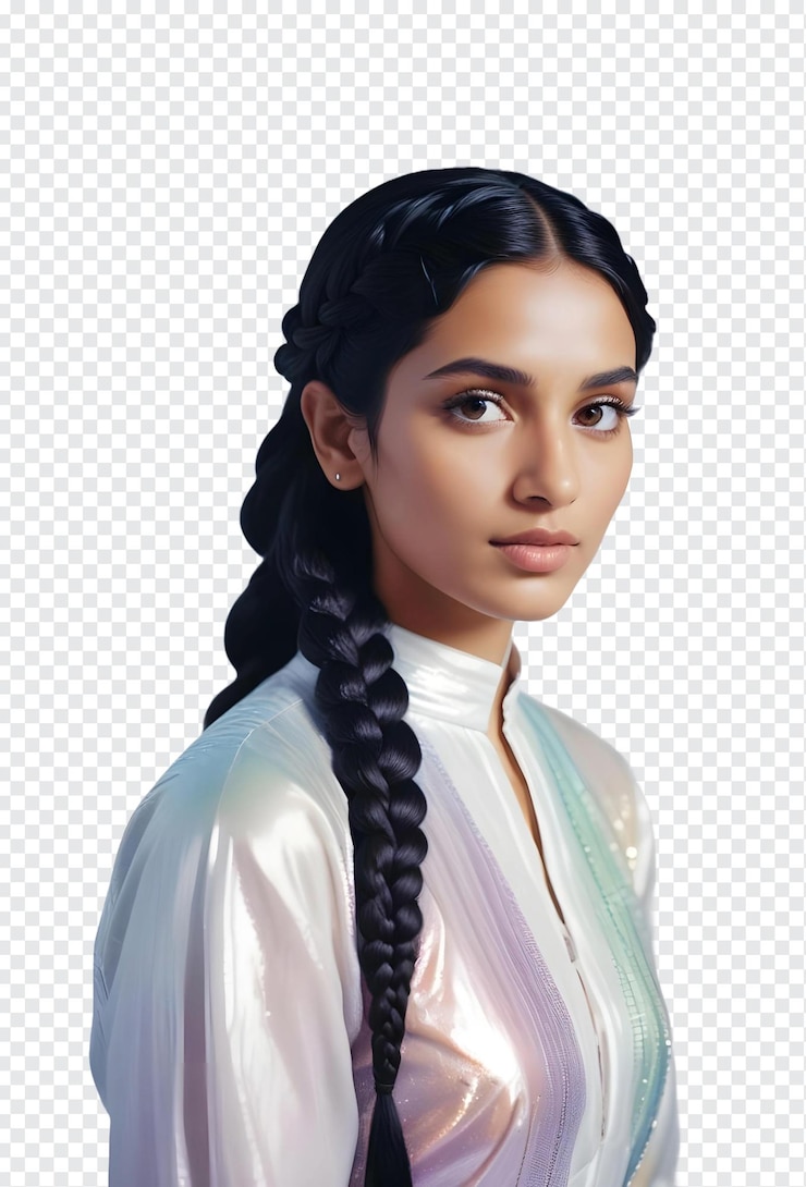 PSD una chica con trenzas