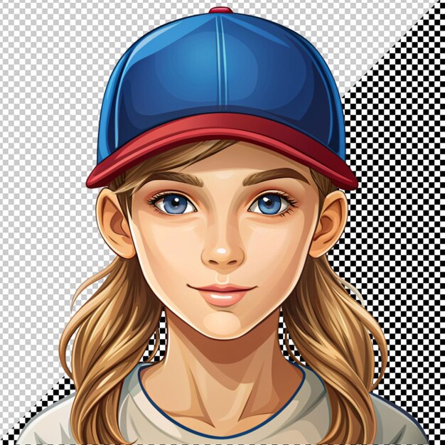 PSD chica en un vector de expresión de béisbol