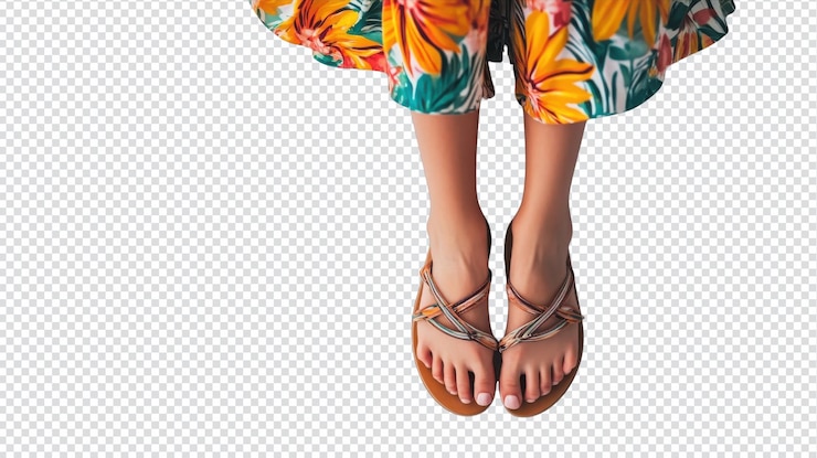 PSD una chica con un vestido de verano de colores brillantes disfrutando de un día soleado al aire libre perfecto para blogs de moda colecciones de verano y contenido de estilo de vida