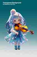 PSD una chica con un violín y un violín