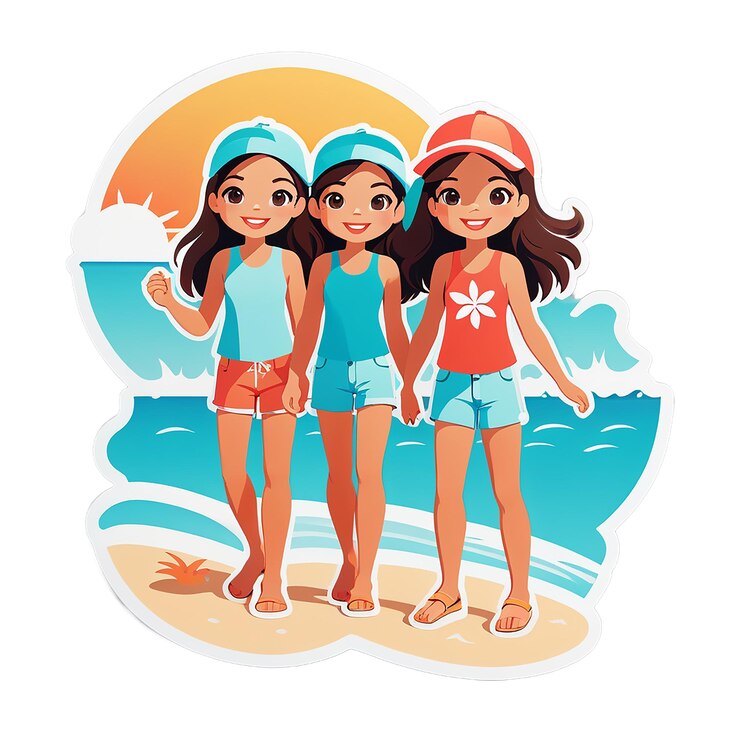 chicas a la playa Sticker Decal