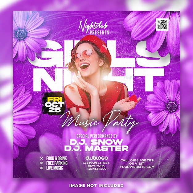 Chicas damas dj música fiesta instagram publicación psd