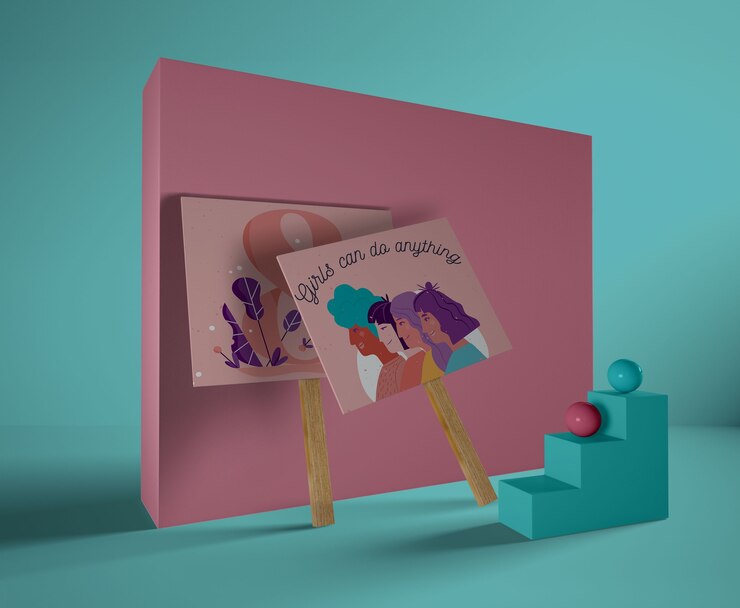 PSD las chicas pueden hacer cualquier cosa maqueta del día de la mujer