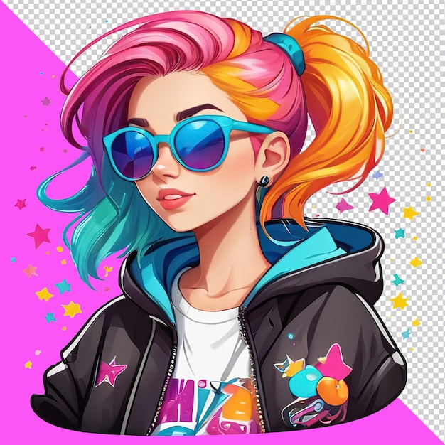 PSD chicas urbanas lindas con gafas de sol ilustración