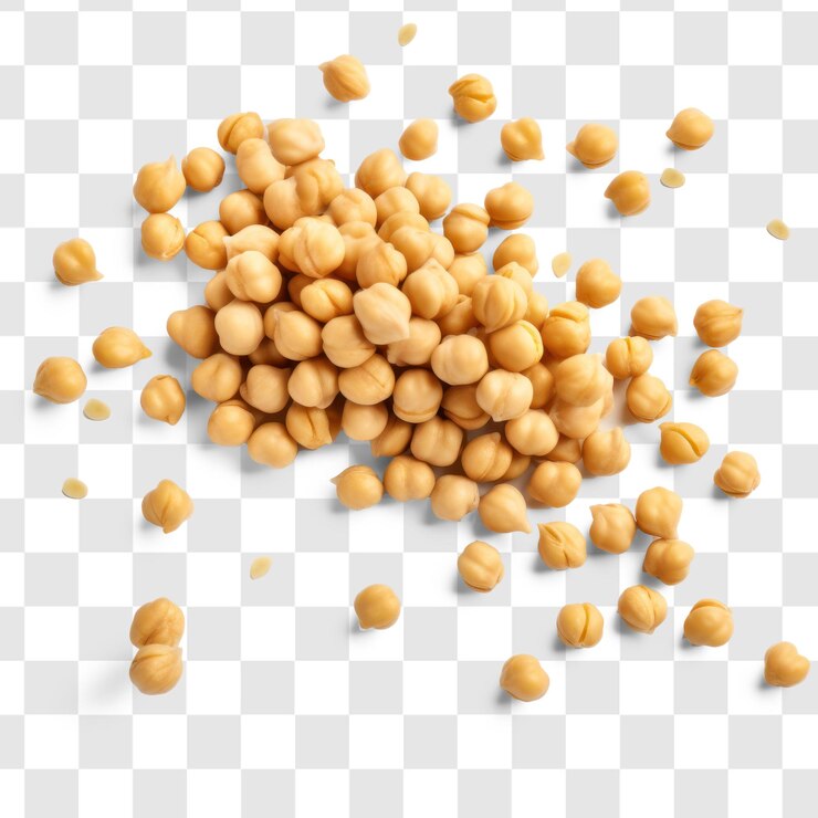 Chick peas floating in air transparency background PSD