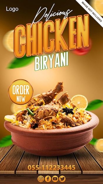 Chicken Biryani Facebook- und Instagram-Geschichte