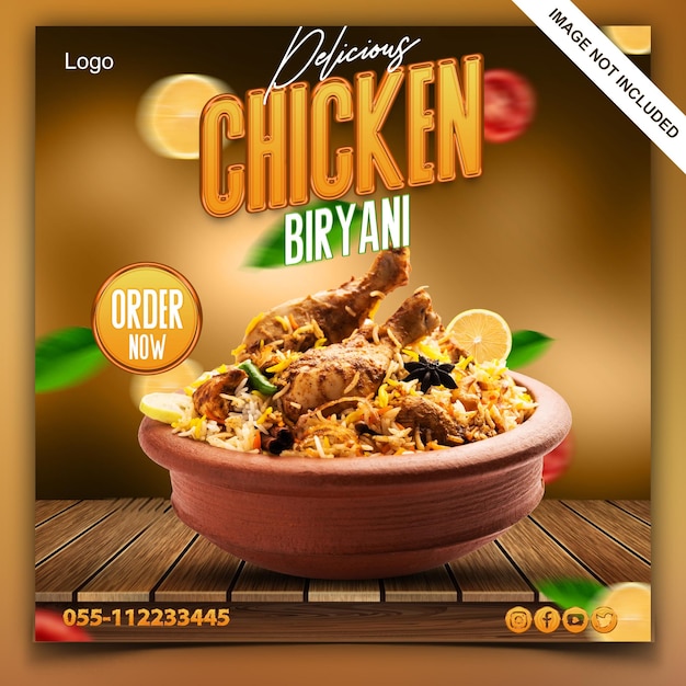 Chicken biryani facebook- und instagram-post