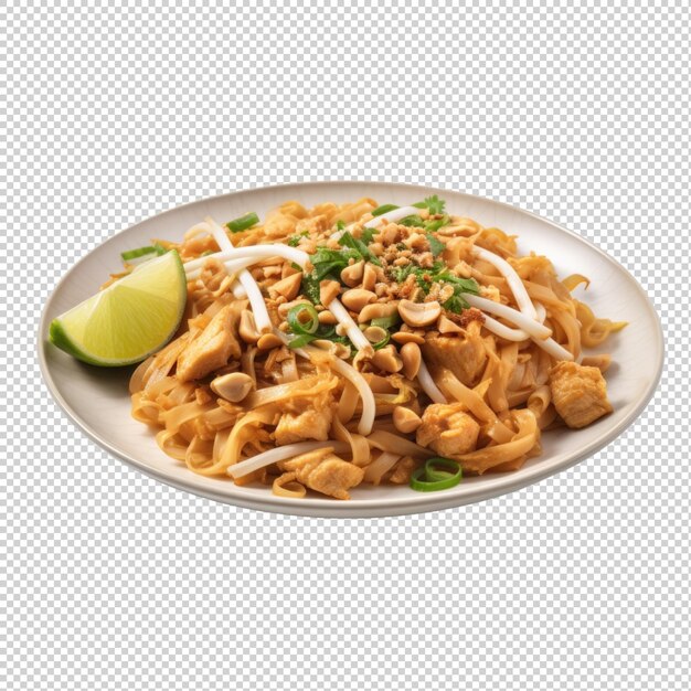 Chicken pad thai aislado en un fondo transparente ia generativa