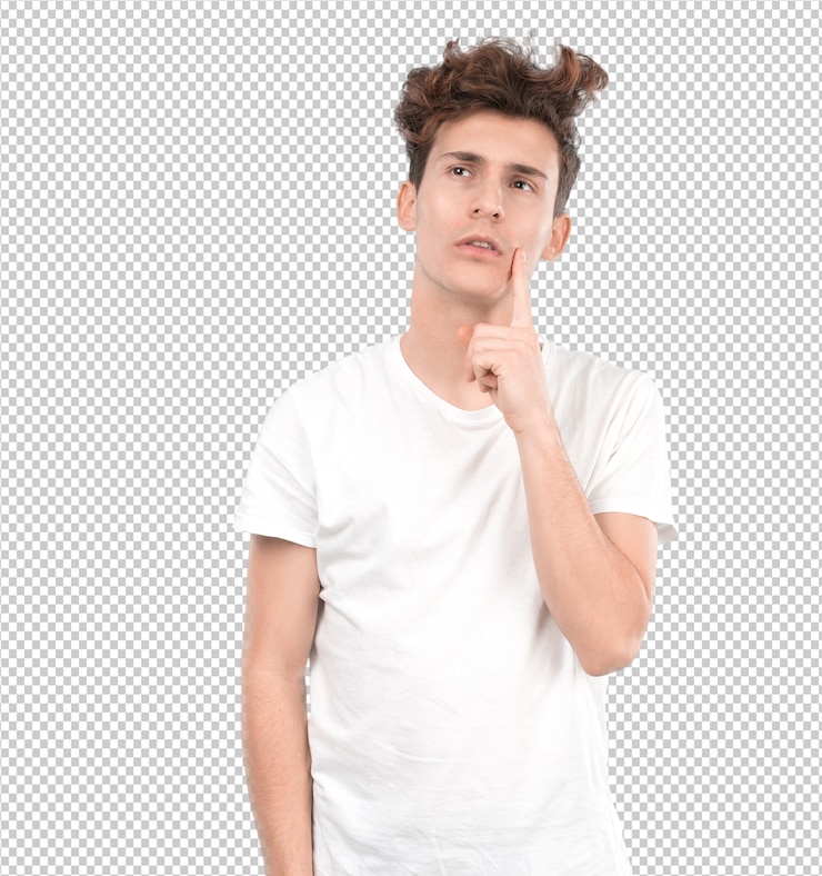 PSD chico joven serio dudando