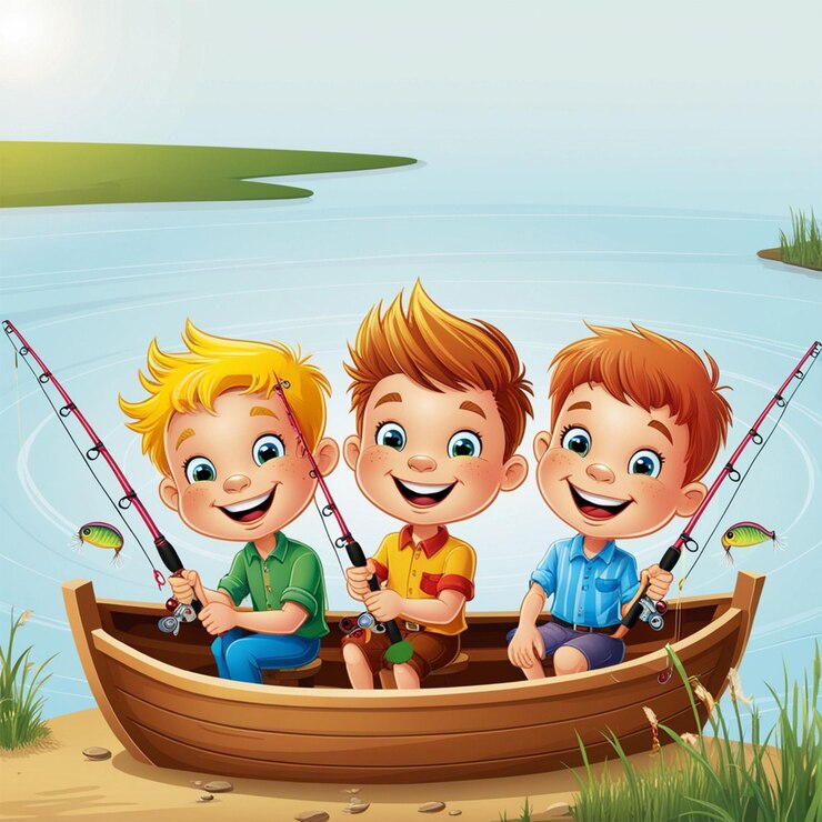 PSD chicos pescando en el rio