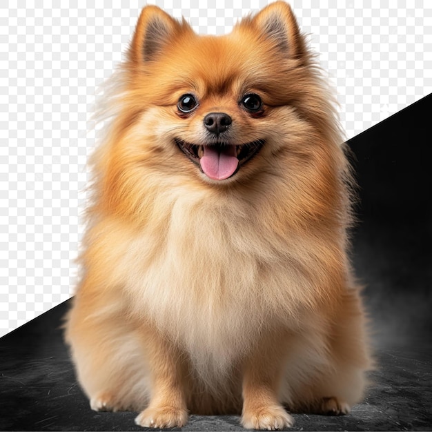 un chien assis sur un fond noir