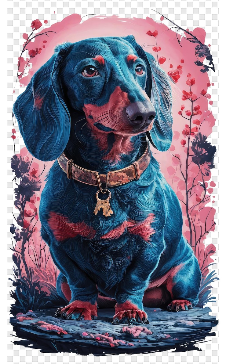 PSD un chien avec un collier qui dit dachshund