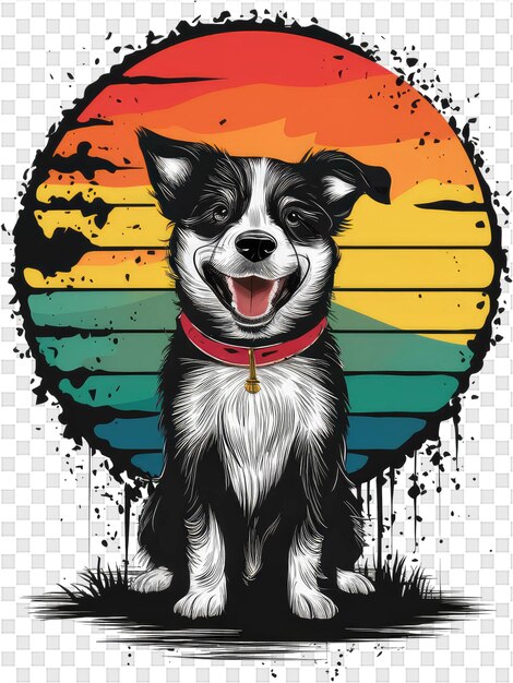 PSD un chien avec un collier rouge et un arc-en-ciel dessus