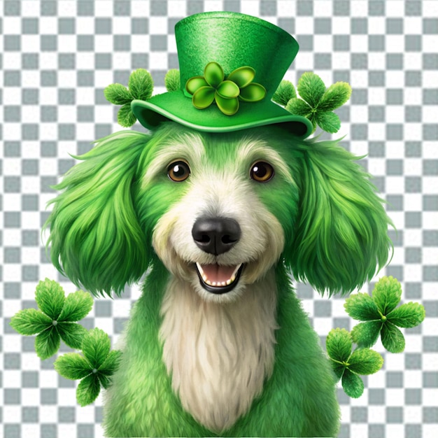 PSD un chien drôle portant le chapeau de saint patrick.