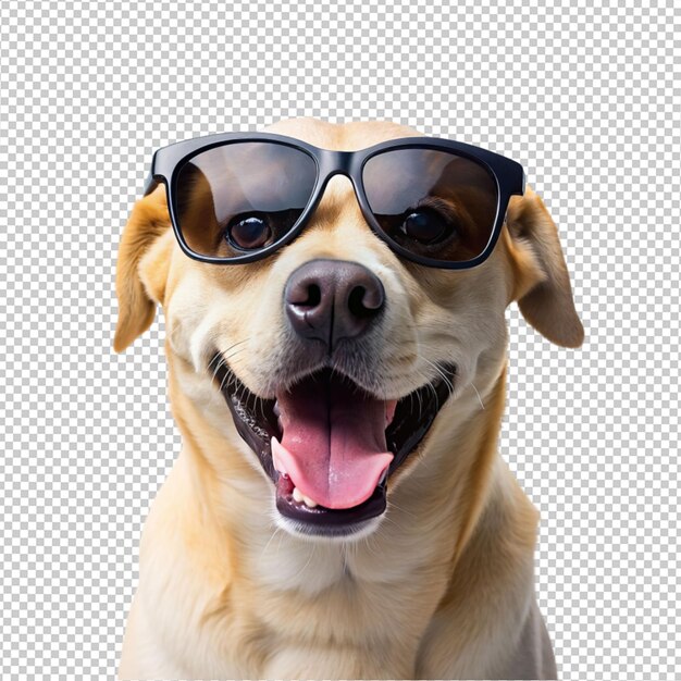 PSD un chien drôle portant des lunettes de soleil sur un fond transparent