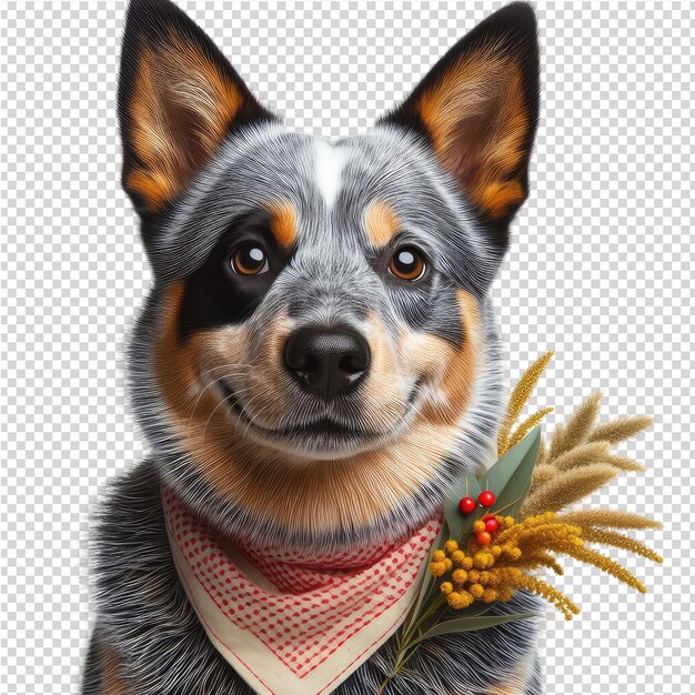 PSD un chien avec un foulard qui dit joyeuses vacances dessus