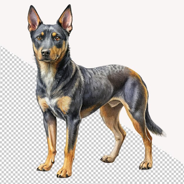 PSD chien kelpie australien sur un fond transparent