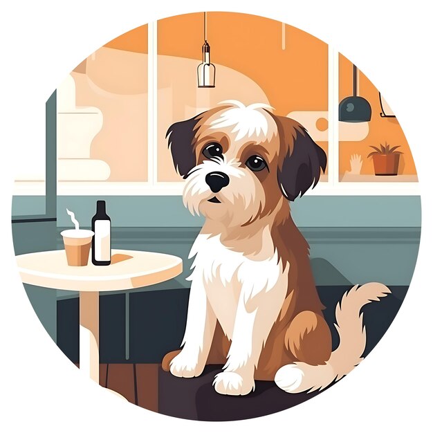 PSD chien mignon au restaurant concept de lieux accueillants pour les animaux de compagnie concept de soutien émotionnel