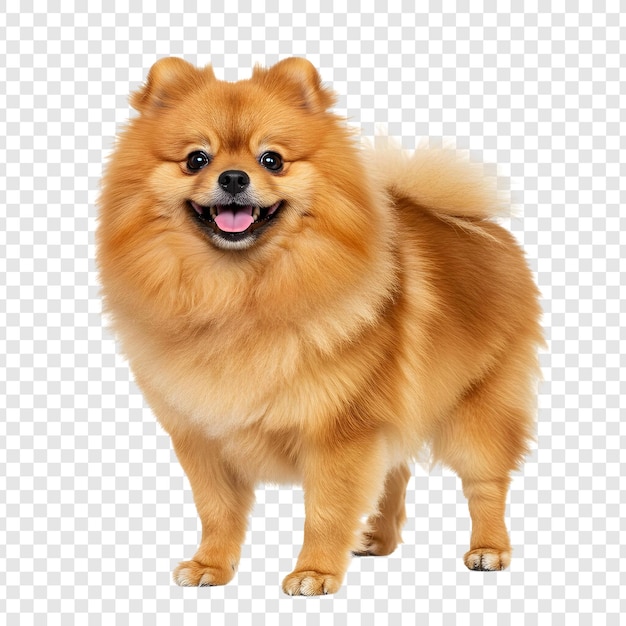 Un chien de Poméranie souriant en plein corps