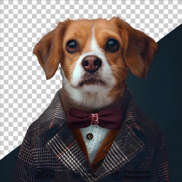 PSD un chien portant un costume sur un fond sombre inclut un fichier png