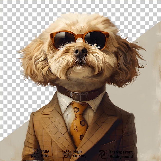 PSD un chien portant un costume isolé sur un fond transparent inclut un fichier png