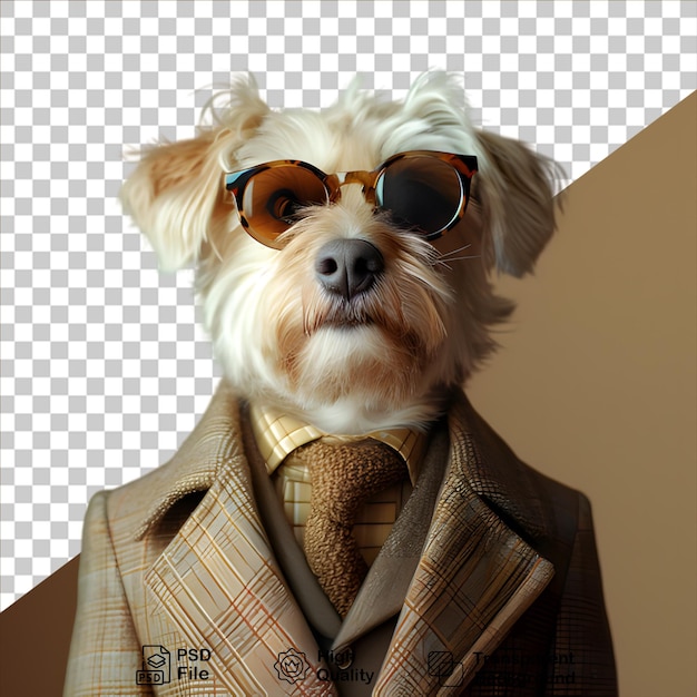 PSD un chien portant un costume isolé sur un fond transparent inclut un fichier png