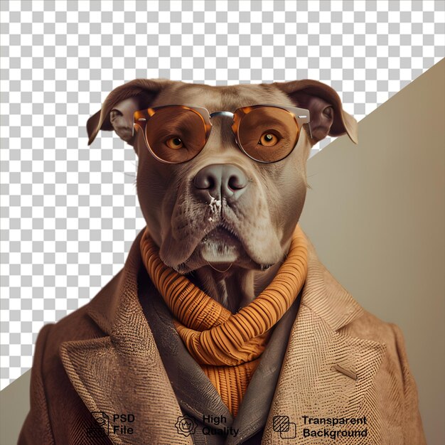 PSD un chien portant un costume isolé sur un fond transparent inclut un fichier png