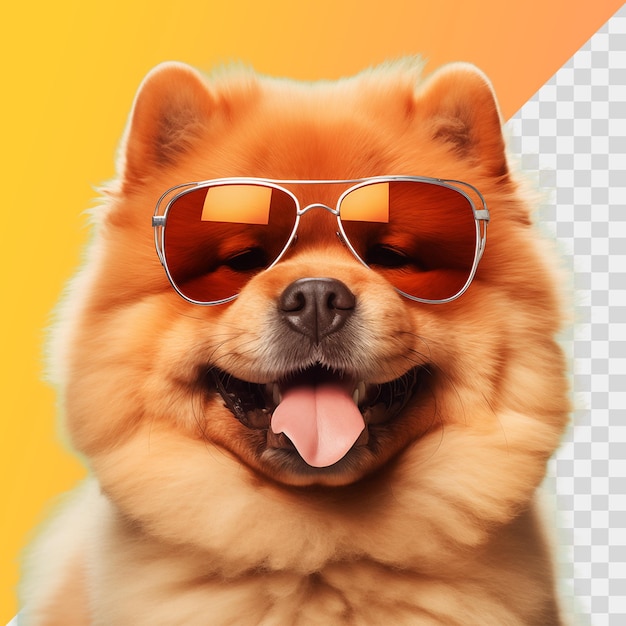 PSD un chien portant des lunettes de soleil isolé sur un fond transparent