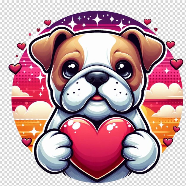 PSD un chien tenant un cœur qui dit l'amour