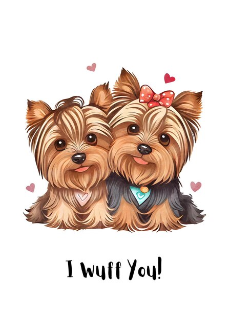 PSD des chiens mignons de la carte de la saint-valentin