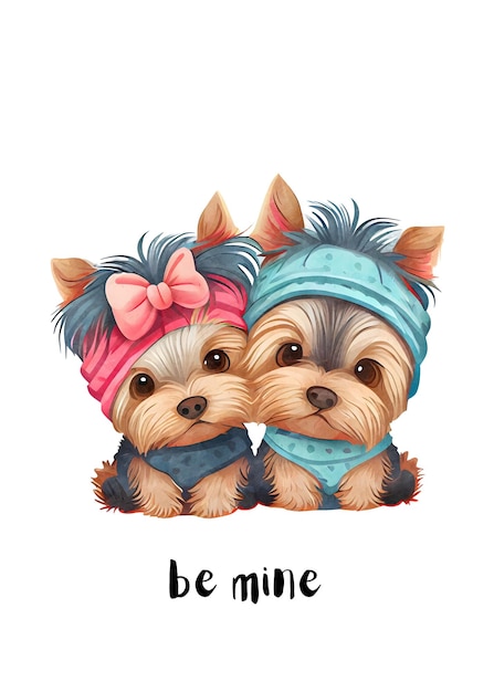 PSD des chiens mignons de la carte de la saint-valentin