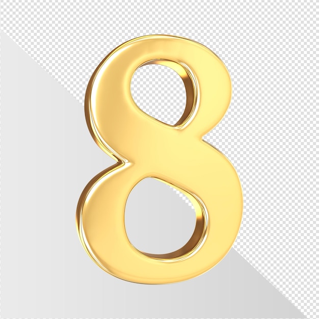 Un chiffre 8 en or avec un bord incurvé.