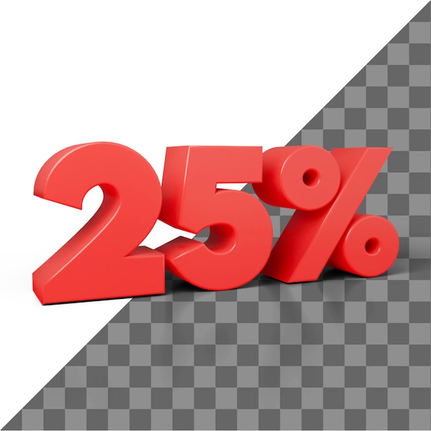 Un Chiffre Rouge 25 Pour Cent 3d Png