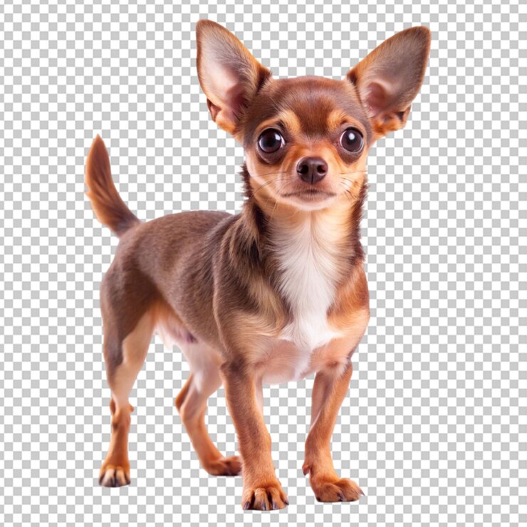 chihuahua marrone in piedi sullo sfondo trasparente