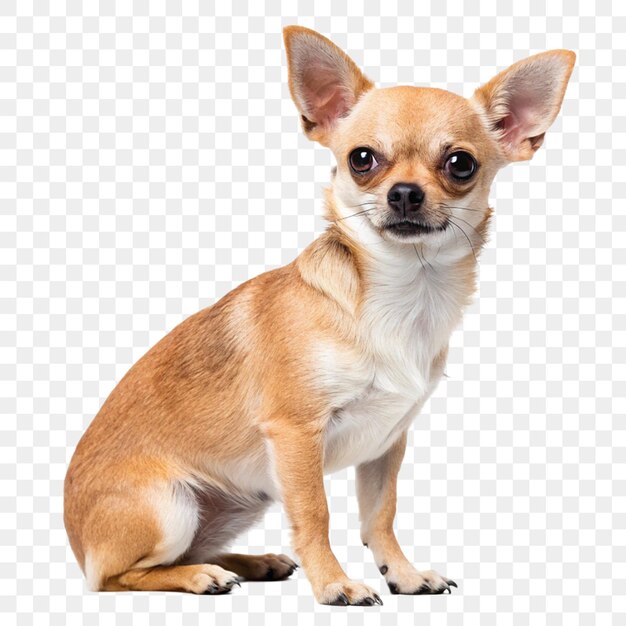 Chihuahua sentado aislado en un fondo transparente