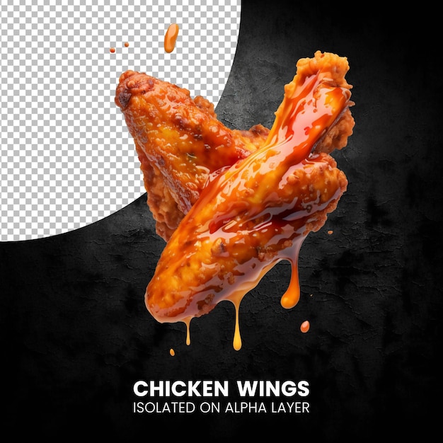 PSD chiken wings habanero buffalo hot sauce isoliert auf alpha-schicht