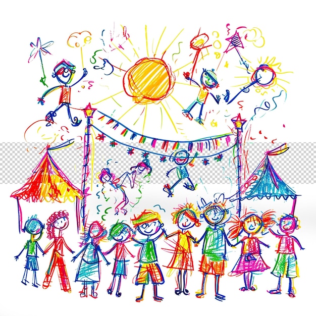 PSD children party festival colorful illustration