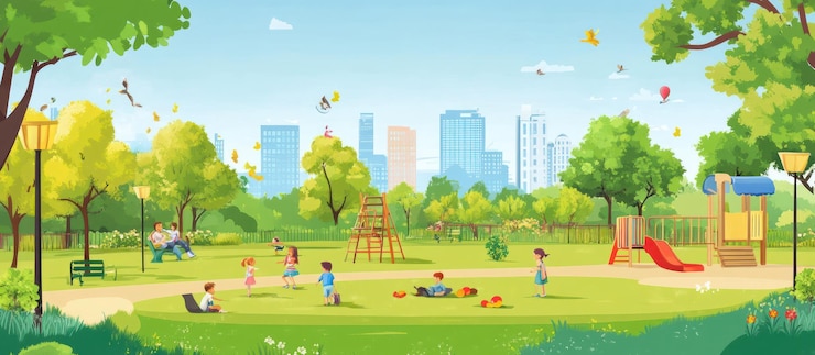 PSD children playing in a park