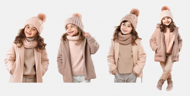 PSD children with winter clothes