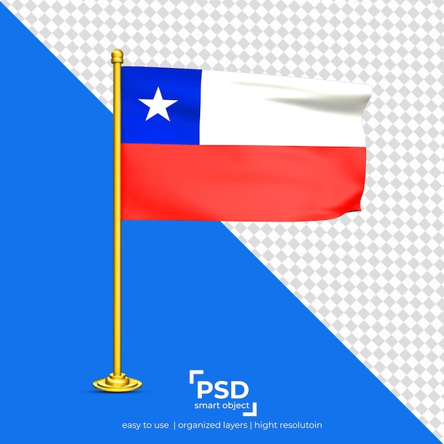 PSD chile acenando a bandeira isolada em fundo transparente