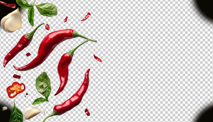 PSD chile rojo sobre un fondo transparente